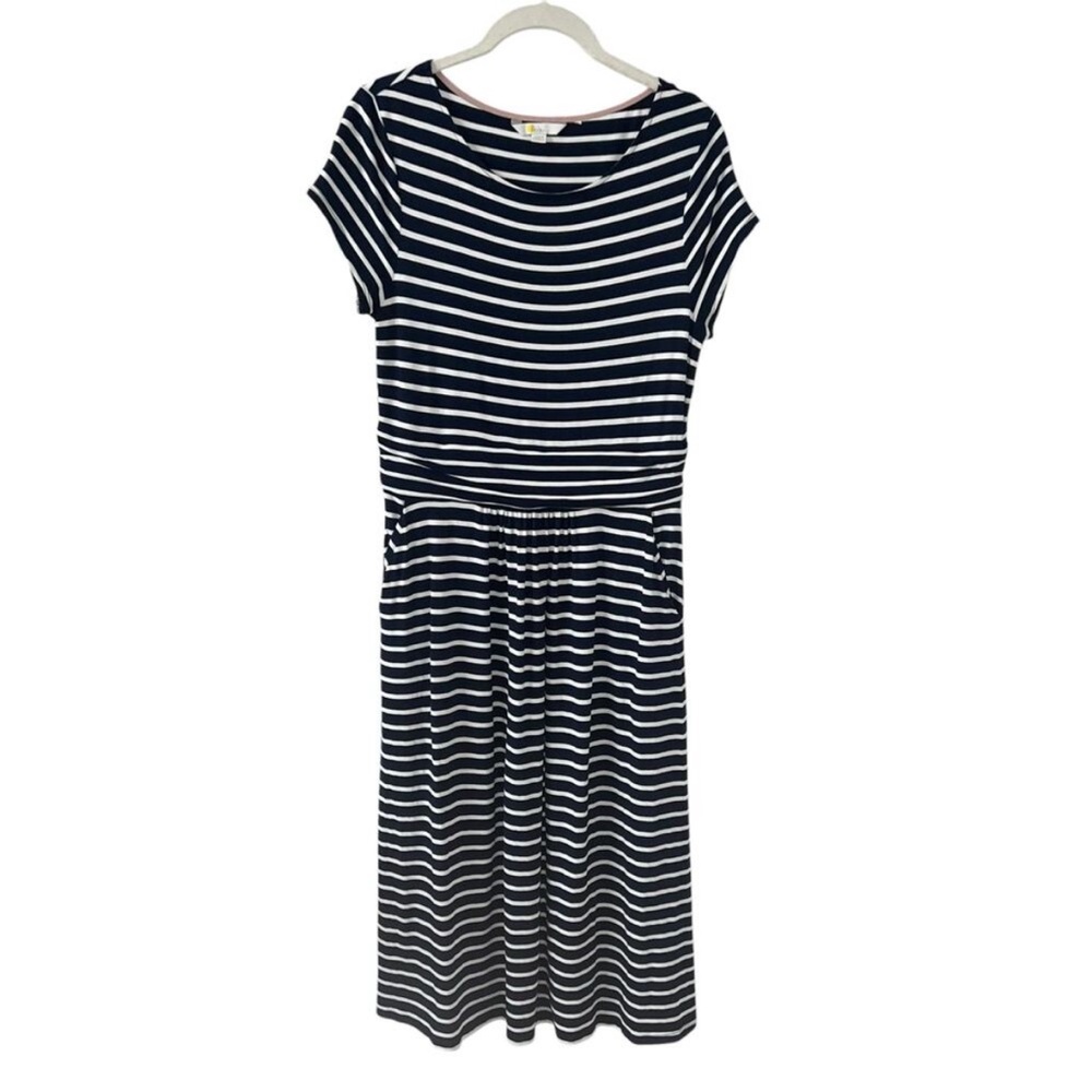 Boden Amelie Jersey Dress in Navy, Ivory Stripe Women's 4